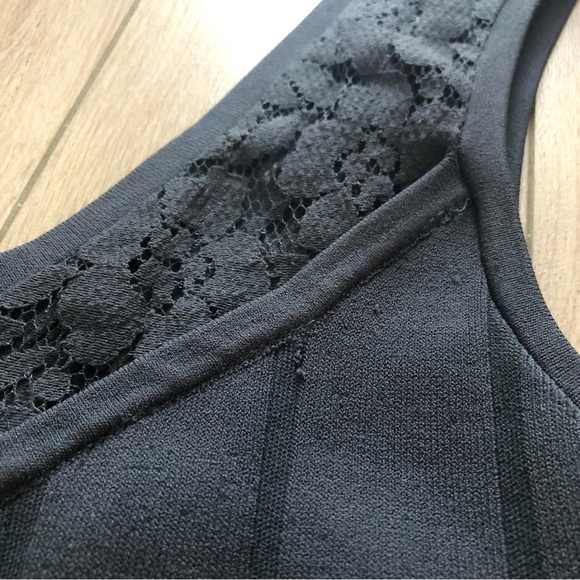 NWT French Connection Katie Crepe Lace Detailed Sleeveless V Neck Dress in Grey - Picture 14 of 14